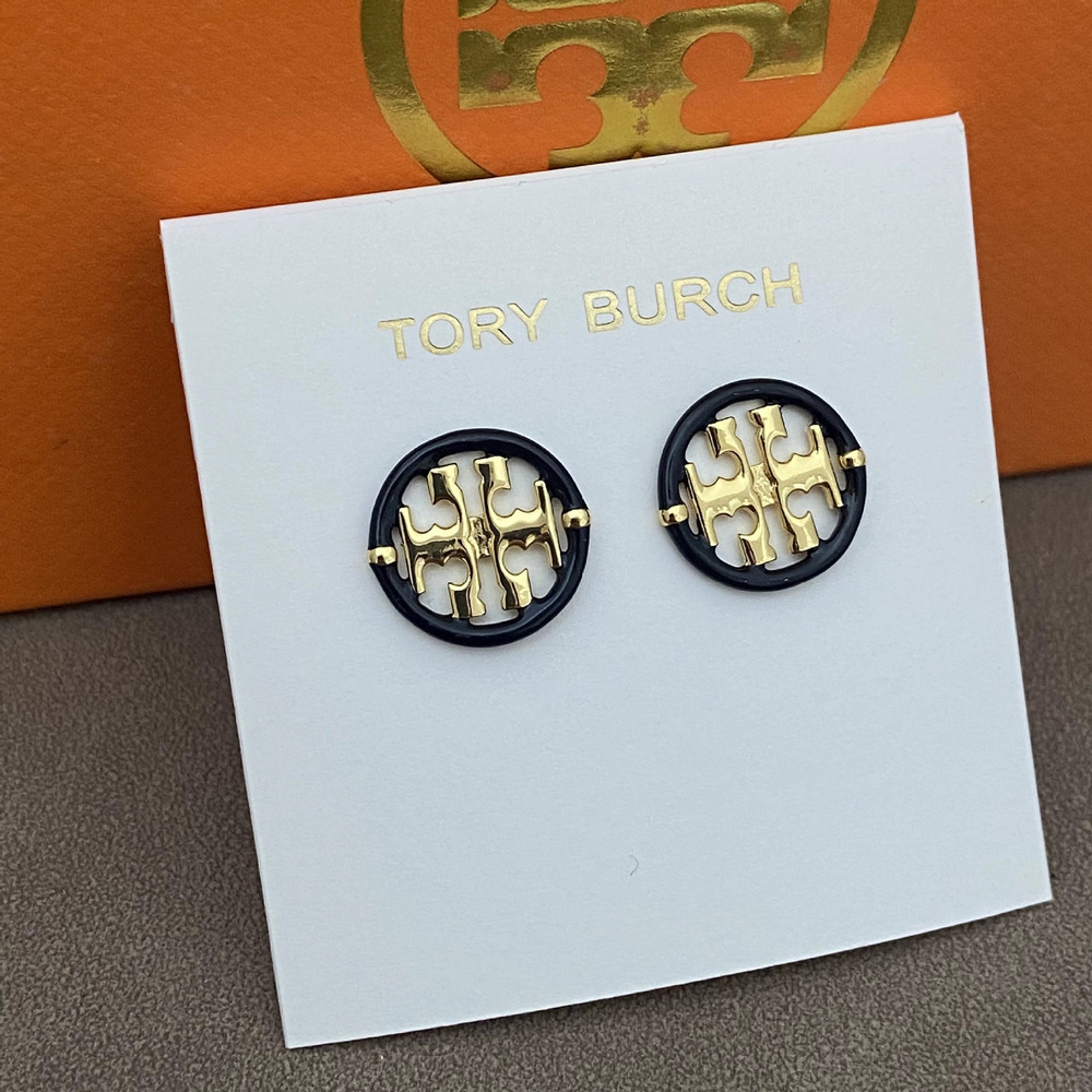 Tory Burch Green Enamel Hollow Round Stud Earrings - Picture 4 of 9
